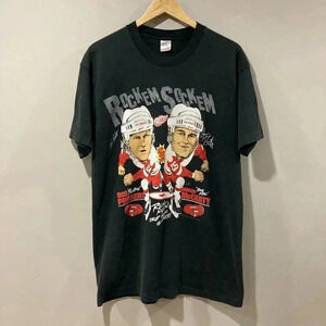 1993 Bob Probert & Darren McCarty Rockem Sockem Detroit Redwings T-Shirt  - Rare